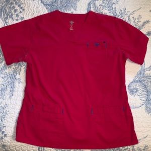 Red Med Couture size small scrub top